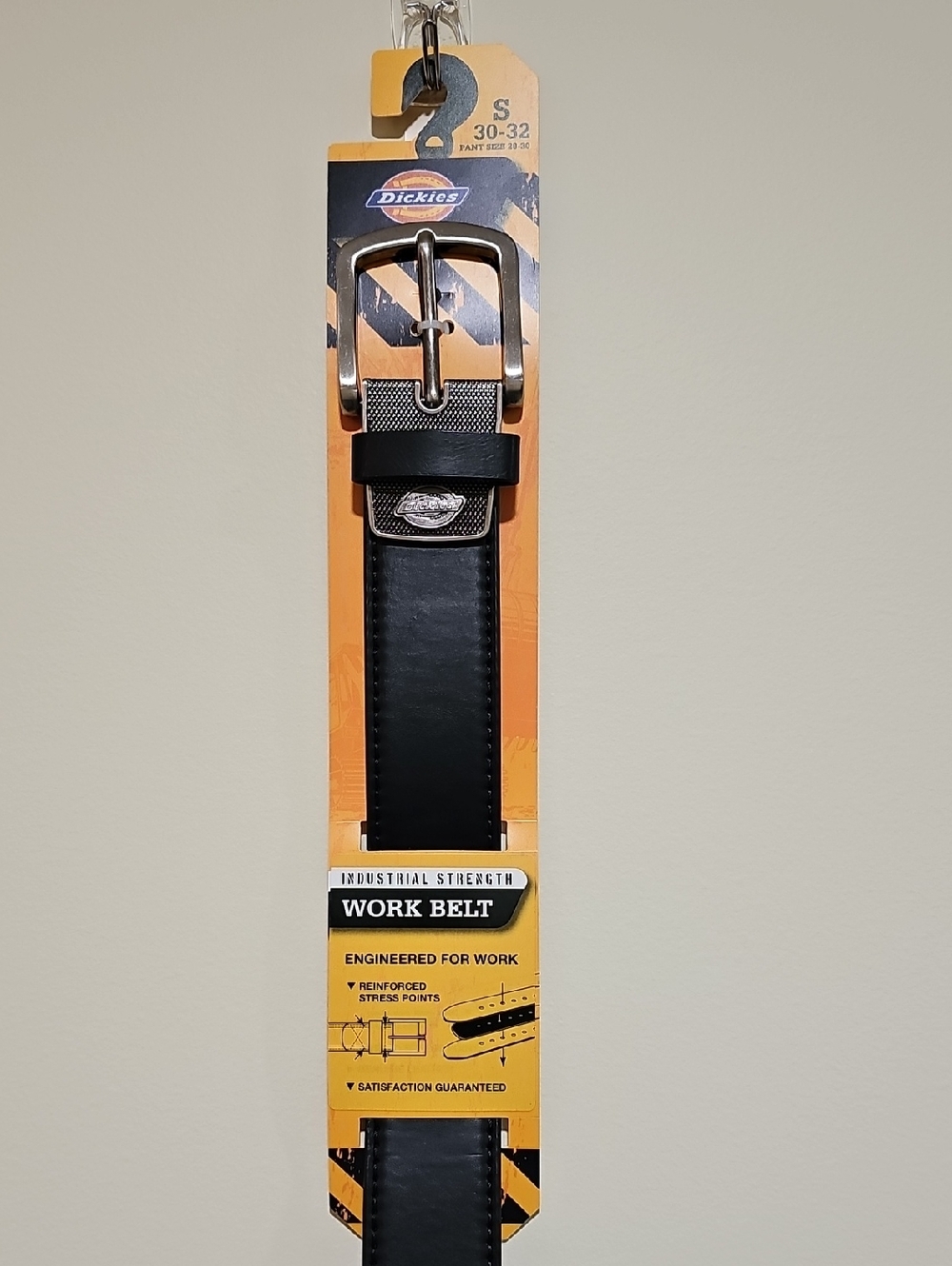 Dickies Black Work Belt with Brushed Silver Buckle